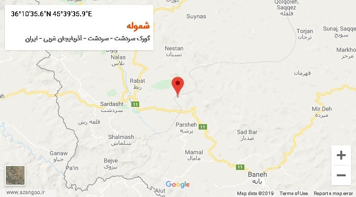 روستای شموله بر روی نقشه