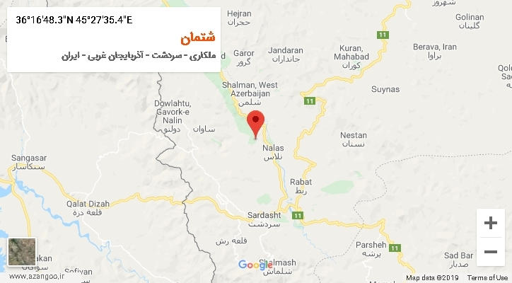 روستای شتمان بر روی نقشه