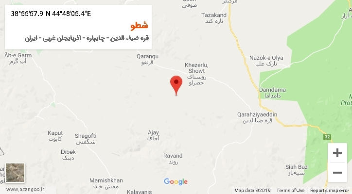 روستای شطو بر روی نقشه