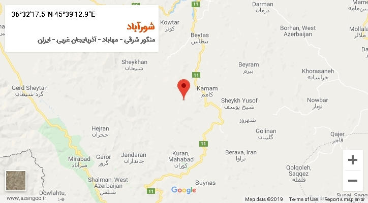 روستای شورآباد بر روی نقشه