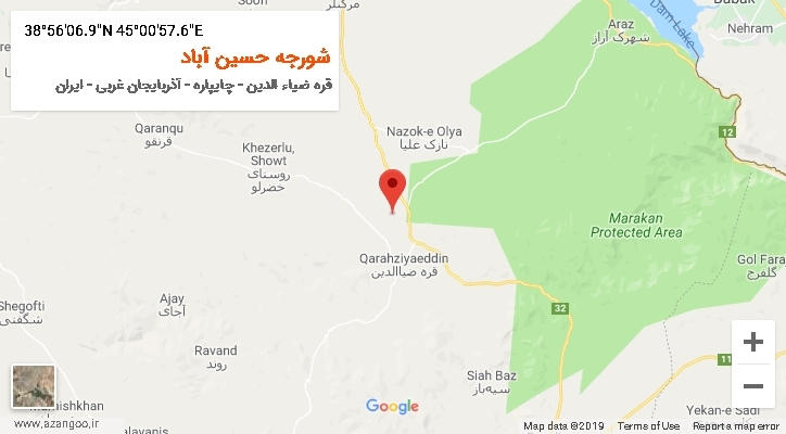 روستای شورجه حسین آباد بر روی نقشه