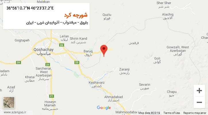روستای شورجه کرد بر روی نقشه