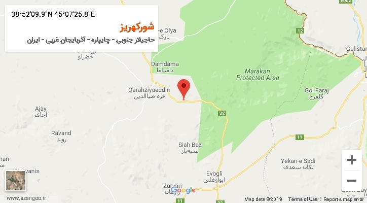 روستای شورکهریز بر روی نقشه