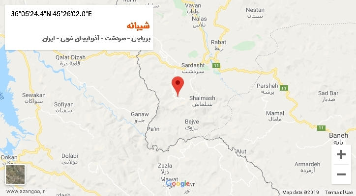 روستای شیبانه بر روی نقشه