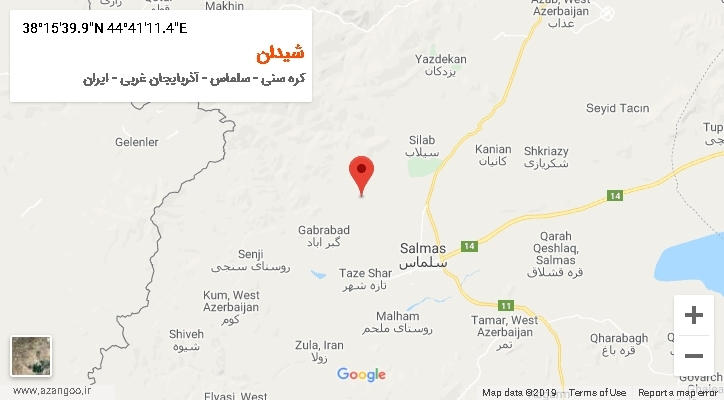 روستای شیدان بر روی نقشه