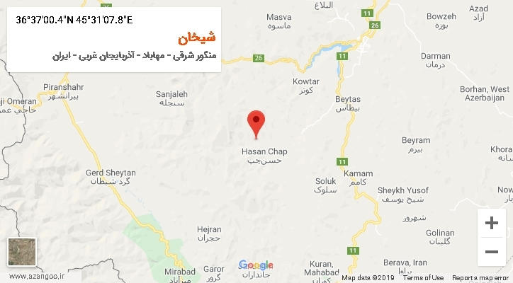 روستای شیخان بر روی نقشه