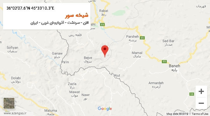 روستای شیخه سور بر روی نقشه