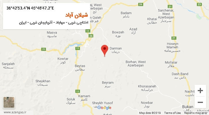 روستای شیلان آباد بر روی نقشه