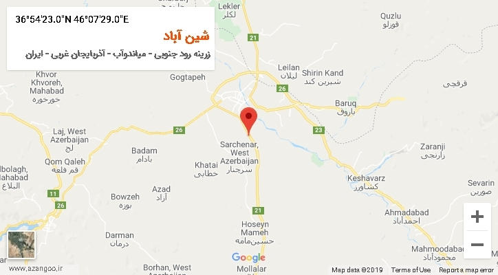 روستای شین آباد بر روی نقشه