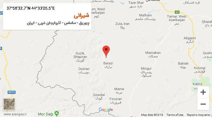 روستای شیرانی بر روی نقشه