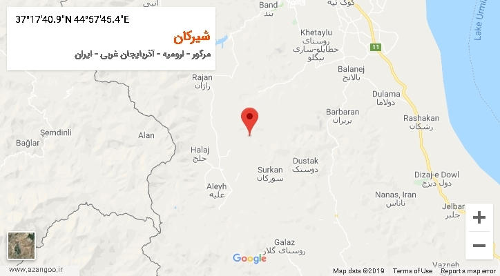 روستای شیرکان بر روی نقشه