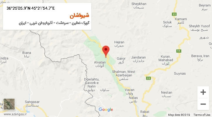 روستای شیواشان بر روی نقشه