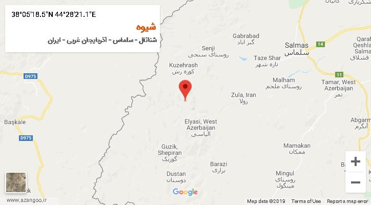 روستای شیوه بر روی نقشه