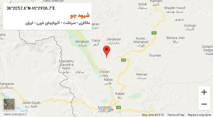 روستای شیوه جو بر روی نقشه