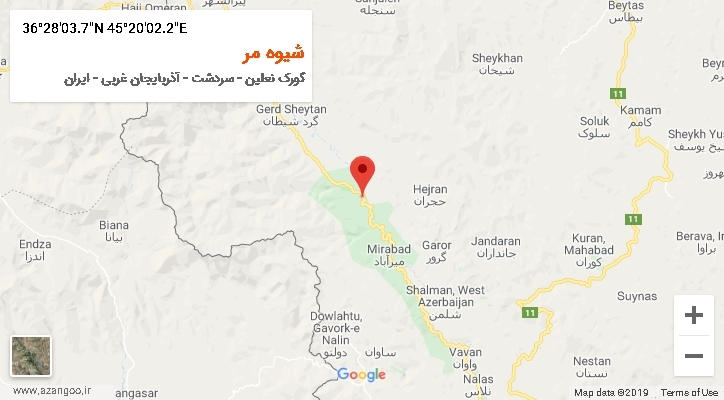 روستای شیوه مر بر روی نقشه