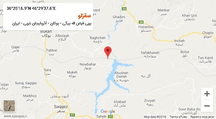 روستای سقزلو بر روی نقشه