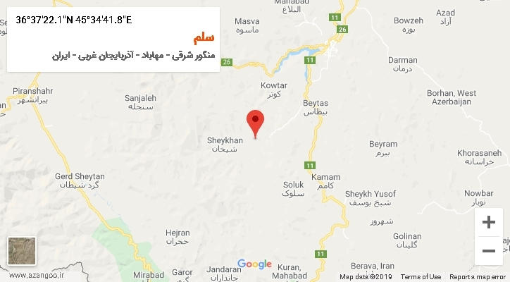 روستای سلم بر روی نقشه
