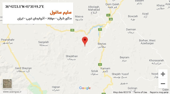 روستای سلیم ساغول بر روی نقشه
