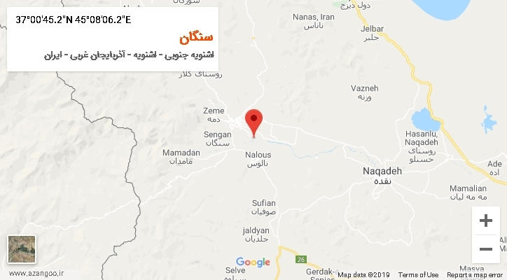 روستای سنگان بر روی نقشه