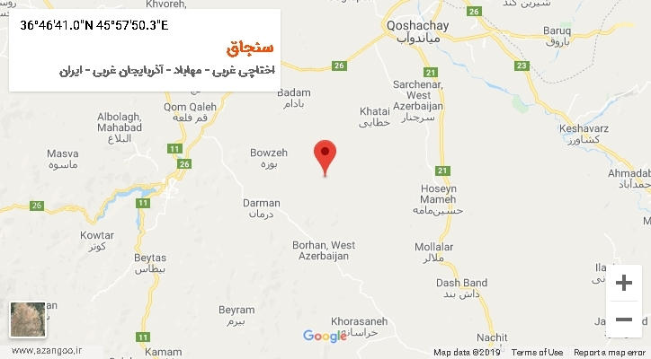 روستای سنجاق بر روی نقشه