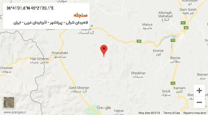 روستای سنجله بر روی نقشه