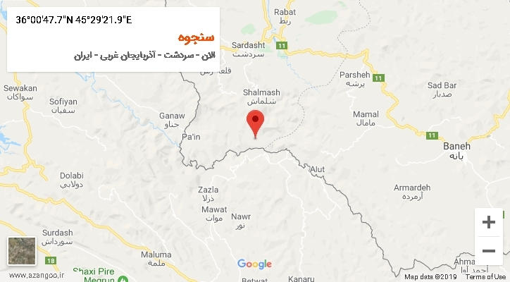 روستای سنجوه بر روی نقشه