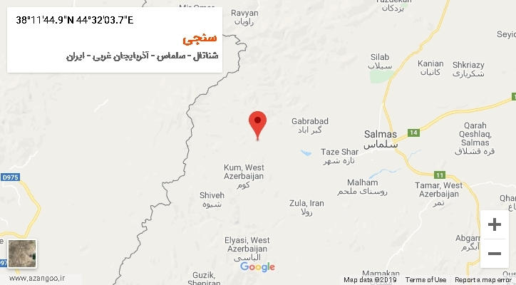 روستای سنجی بر روی نقشه