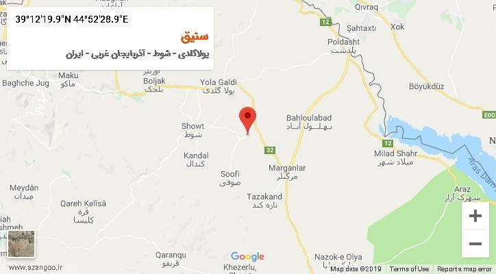 روستای سنیق بر روی نقشه