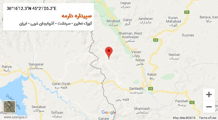 روستای سپیداره دارمه بر روی نقشه