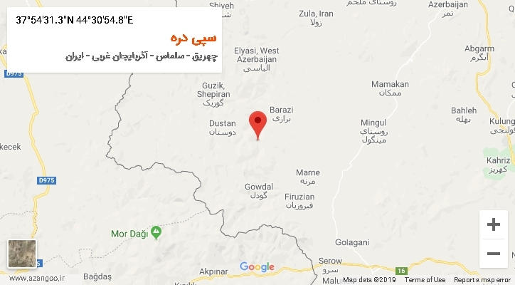 روستای سپی دره بر روی نقشه