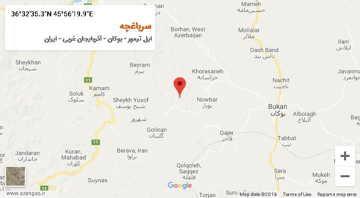 روستای سرباغچه بر روی نقشه