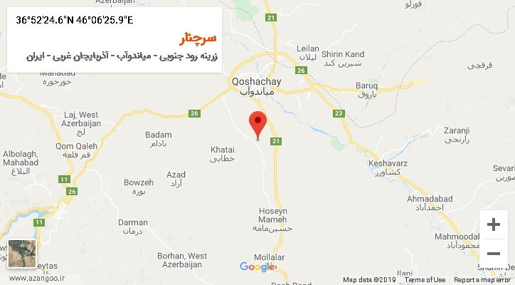 روستای سرچنار بر روی نقشه