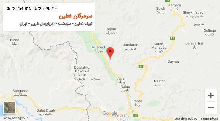 روستای سرمرگان نعلین بر روی نقشه