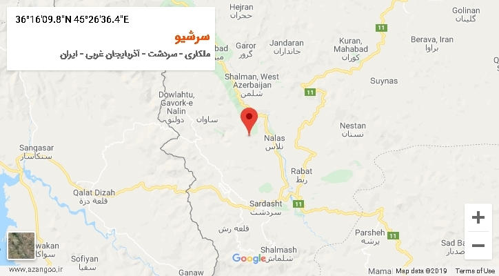 روستای سرشیو بر روی نقشه