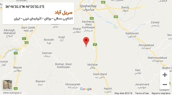 روستای سریل آباد بر روی نقشه