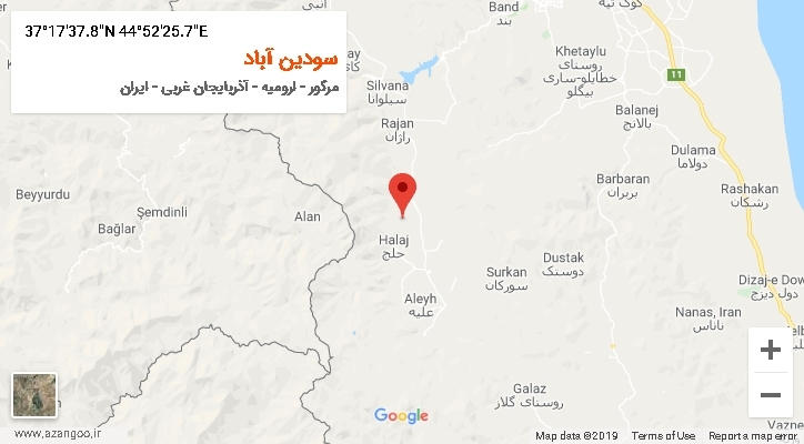 روستای سودین آباد بر روی نقشه