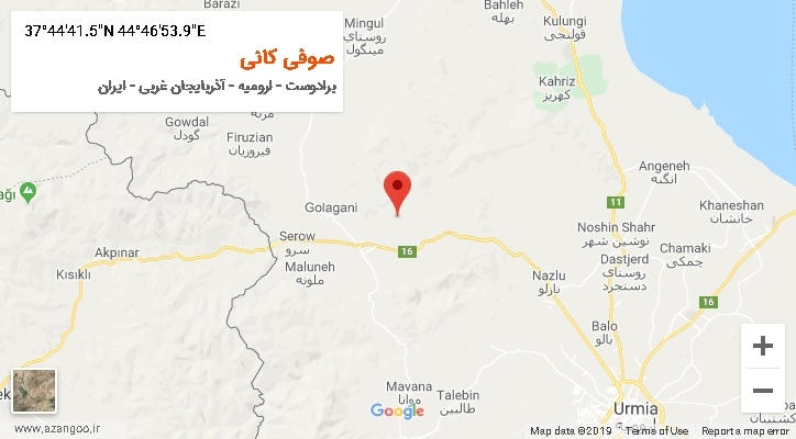 روستای صوفی کانی بر روی نقشه