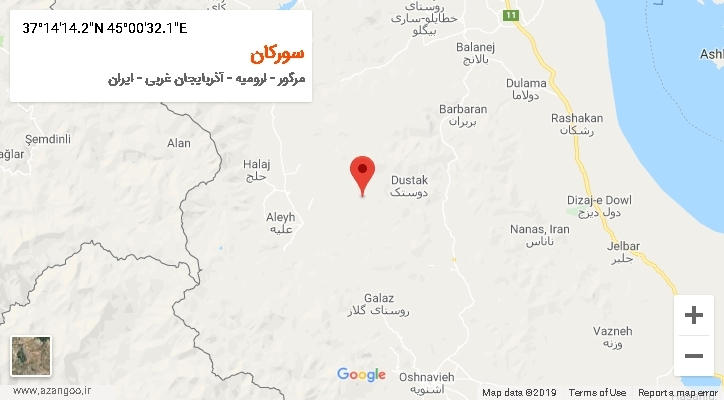 روستای سورکان بر روی نقشه