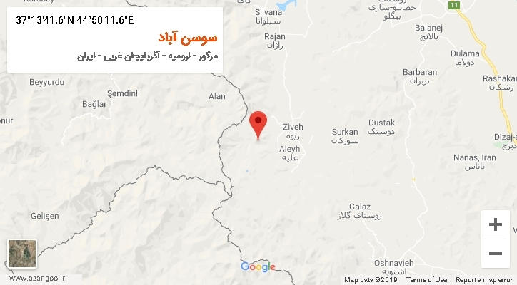 روستای سوسن آباد بر روی نقشه