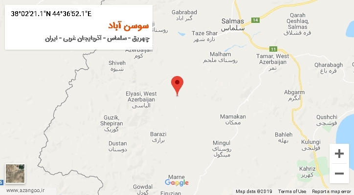 روستای سوسن آباد بر روی نقشه