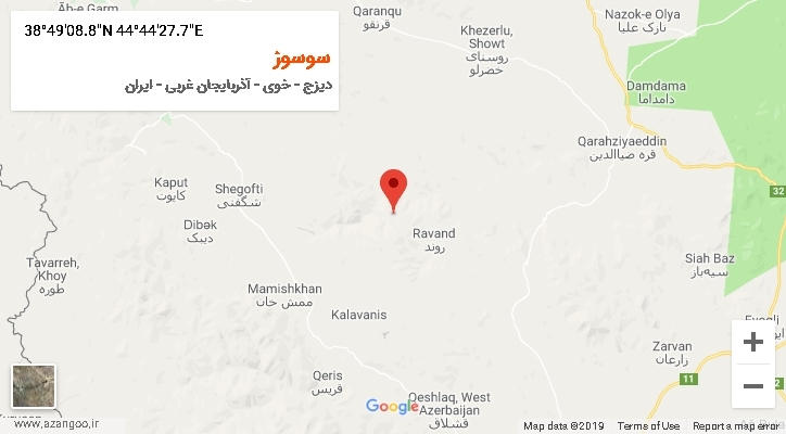 روستای سوسوز بر روی نقشه