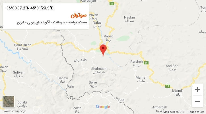 روستای سوتوان بر روی نقشه
