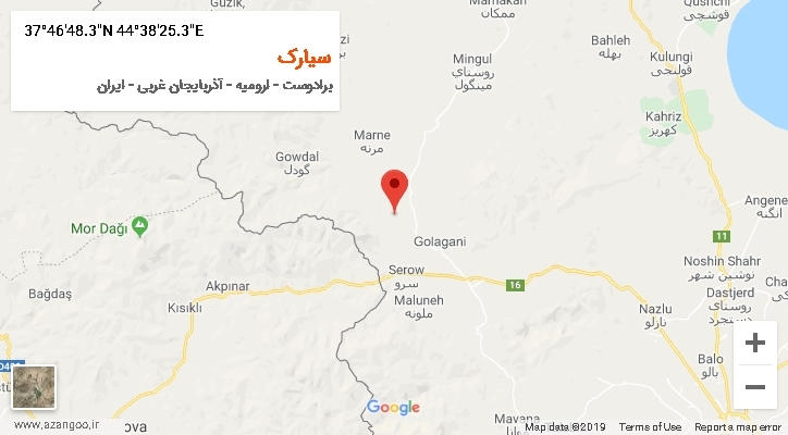 روستای سیارک بر روی نقشه