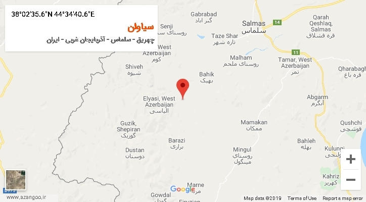 روستای سیاوان بر روی نقشه
