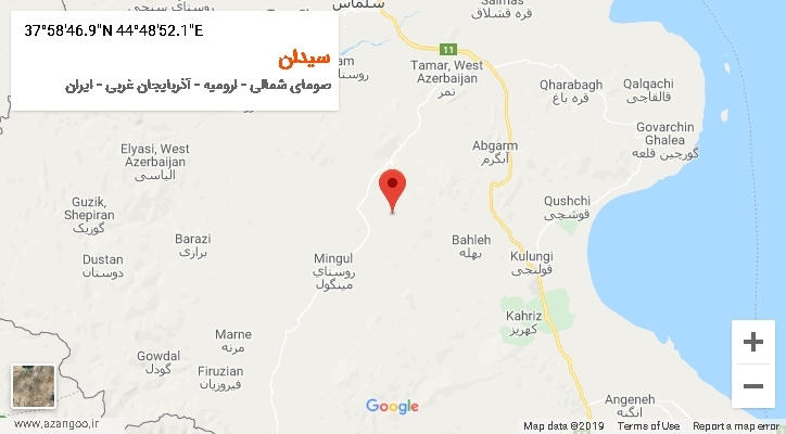 روستای سیدان بر روی نقشه
