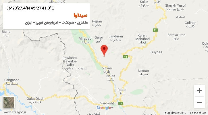 روستای سیداوا بر روی نقشه