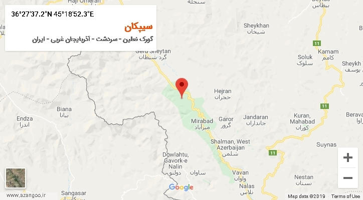 روستای سیپکان بر روی نقشه