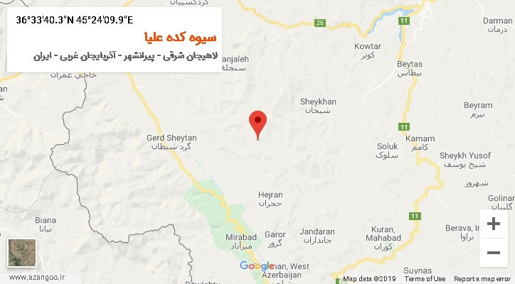 روستای سیوه کده علیا بر روی نقشه