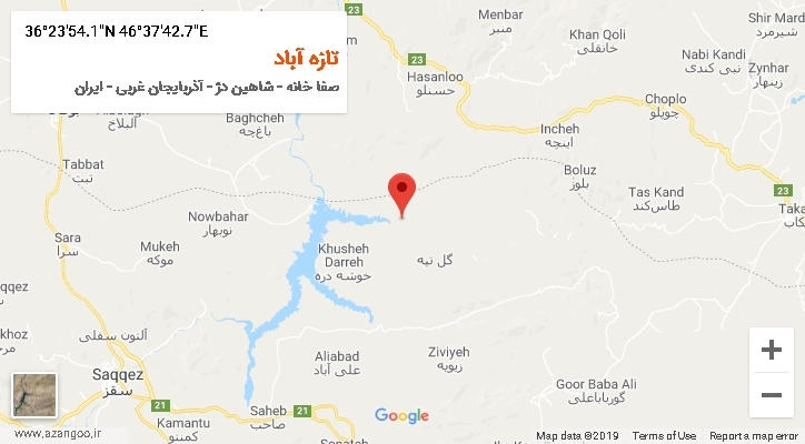 روستای تازه آباد بر روی نقشه