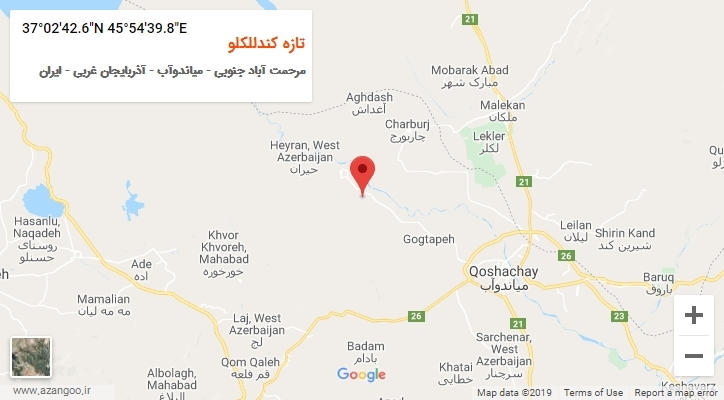 روستای تازه کندللکلو بر روی نقشه